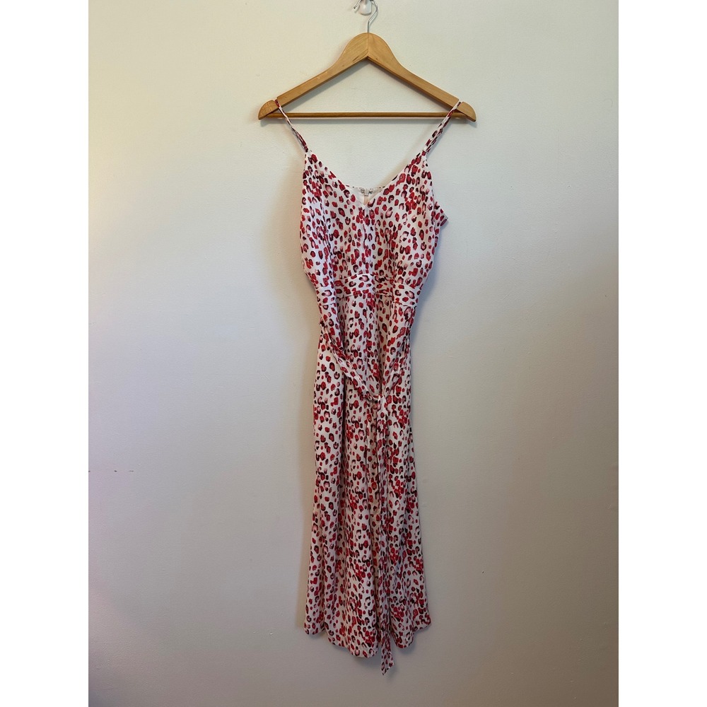 Banana Republic Red and Pink Leopard Print Wide Leg Jumpsuit | Size 4